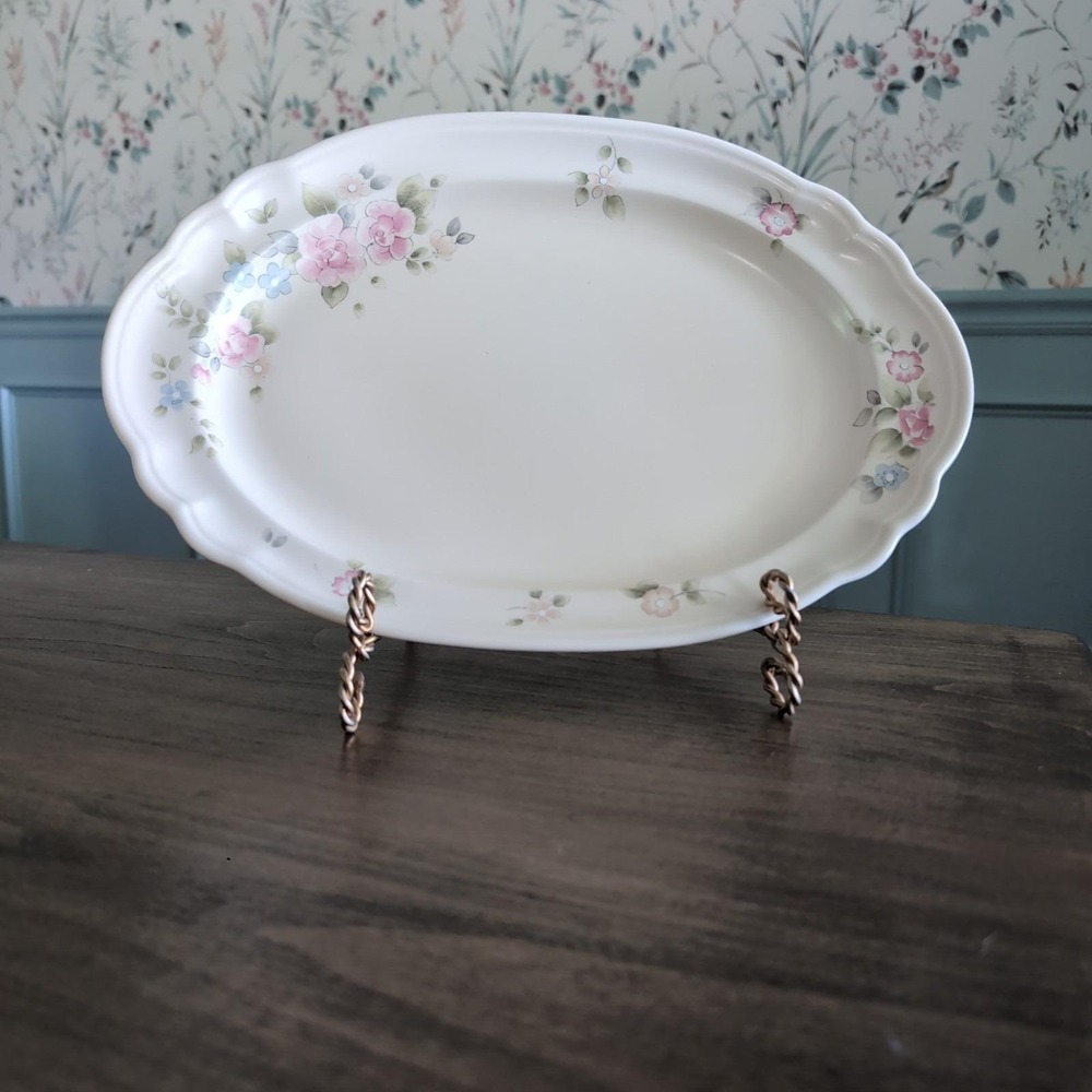 VTG Pfaltzgraff Tea Rose Large 14.75" X 10" Scalloped Serving Platter EUC MINT